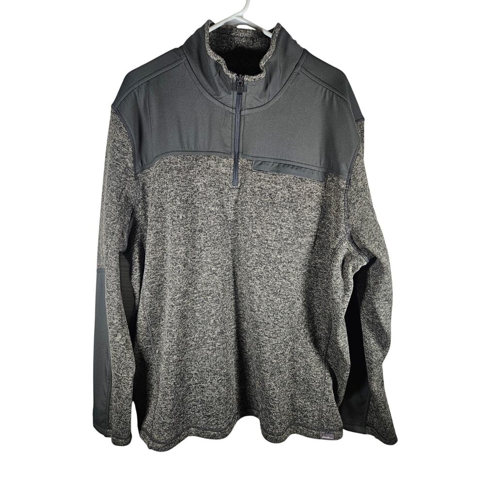 Eddie Bauer Long Sleeve Quarter‎ Zip Pullover Sweater Heather Grey Mens Size 2XL